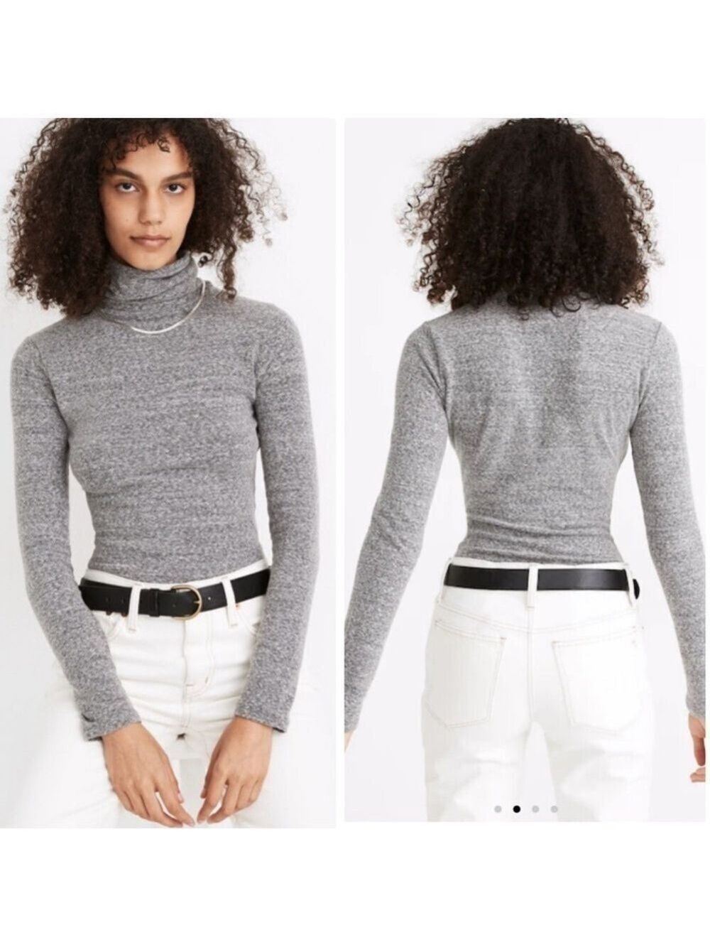 NWT Madewell Turtleneck Bodysuit Top Heather Grey Size Medium Brand New